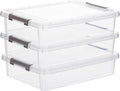 3 PCS Plastic Storage Bins with Latching Lids Portable Project Case Clear File Box Stackable Storage Containers for