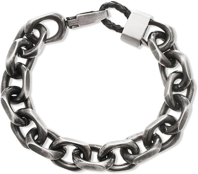 12.5 mm Cable Chain Bracelet for Men Oxidized Stainless Steel 9 Inches
