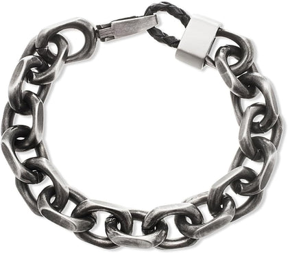12.5 mm Cable Chain Bracelet for Men Oxidized Stainless Steel 9 Inches