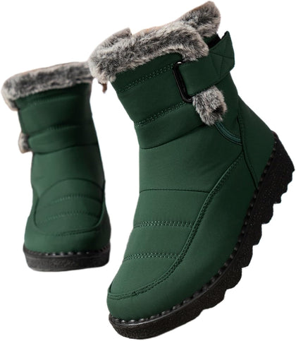Warm Snow Boots for Women Waterproof Non-Slip Ankle Bootie Lightweight Mid Calf Warm Fur Lined Boots Winter Shoes for