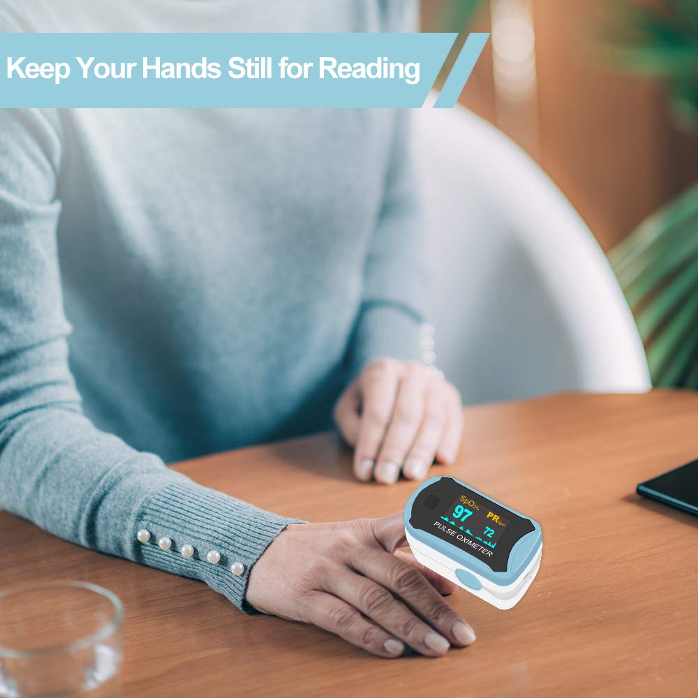 Fingertip Pulse Oximeter: SpO2 Blood Oxygen Saturation Meter and Heart Rate Monitor - Portable OLED Rotatable Display