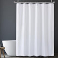 White Shower Liner Cloth Waterproof, White Shower Curtain Liner Fabric with Weighted Stones, Washable Shower Curtain