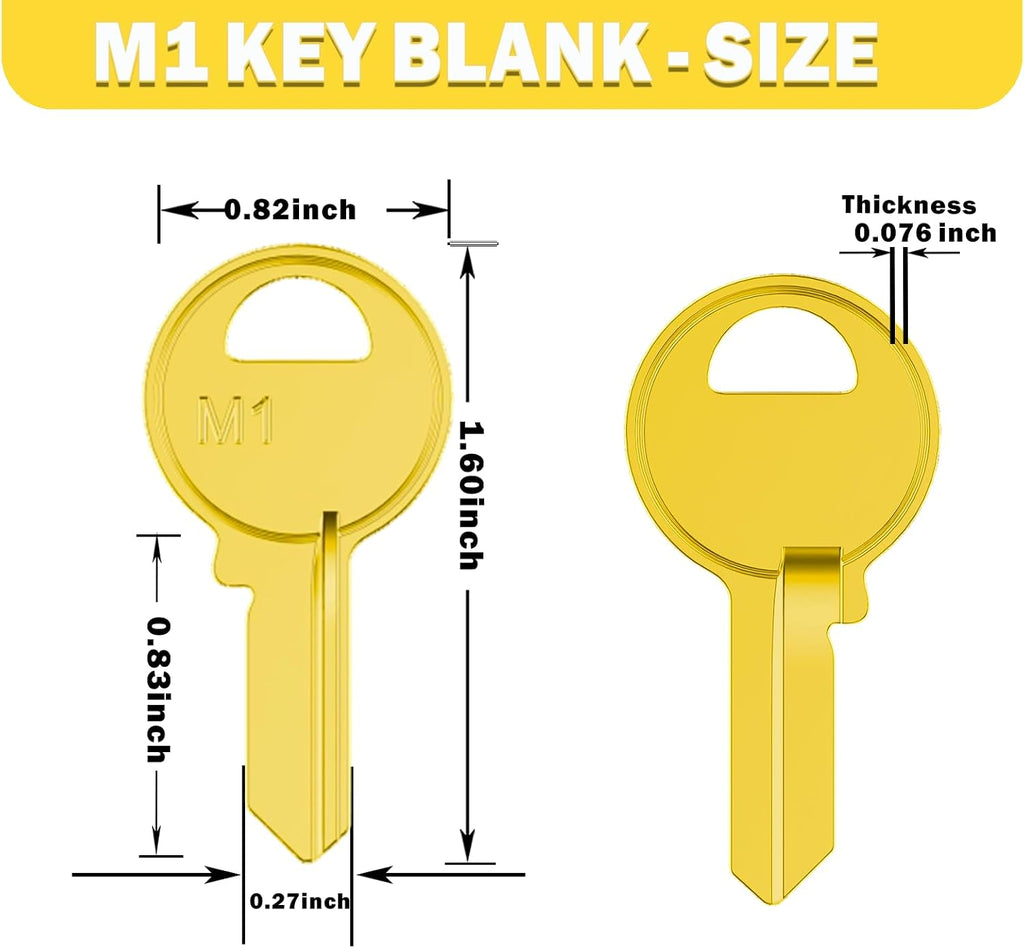 Key Blanks in Premium Quality Brass Assortment | Uncut Key Blanks 20 KW1, 20 SC1, 10 M1 for Home and Professional Use