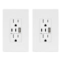 TOPGREENER 4.2A Dual Type C&A USB Wall Outlet, Charging Power Receptacle