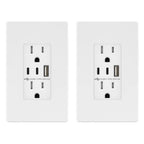 TOPGREENER 4.2A Dual Type C&A USB Wall Outlet, Charging Power Receptacle