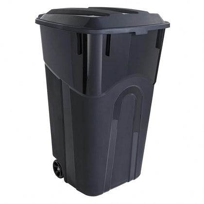 32 Gallon Wheeled Outdoor Trash Can Heavy Duty Garbage Bin with Lid | Secure snap lock lid and rugged wheels for