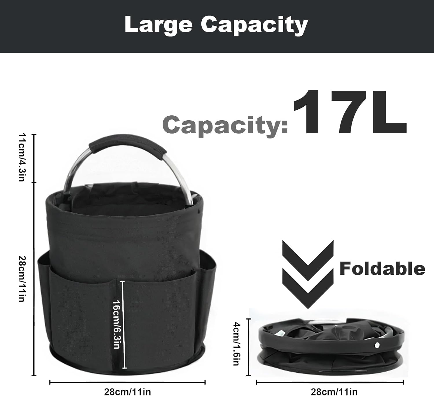 Cleaning Caddy with Handle, Cleaning Products Organiser, 17L Foldable Storage Basket, Cleaning Caddy Organiser