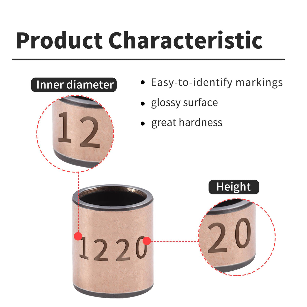 Skweawert 2Pcs Sleeve Bearing 12mm Bore x 16mm OD x 20mm Length Plain Bearings Wrapped Oilless Bushings for Printing Machines, Textile Machines, Hydraulic Transport Vehicles
