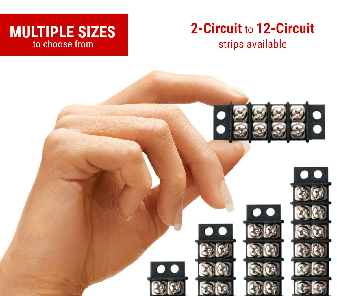 MGI SpeedWare 12 Circuit Double Screw Terminal Junction Block 300V/20A, Row Barrier Strip (2-Pack)
