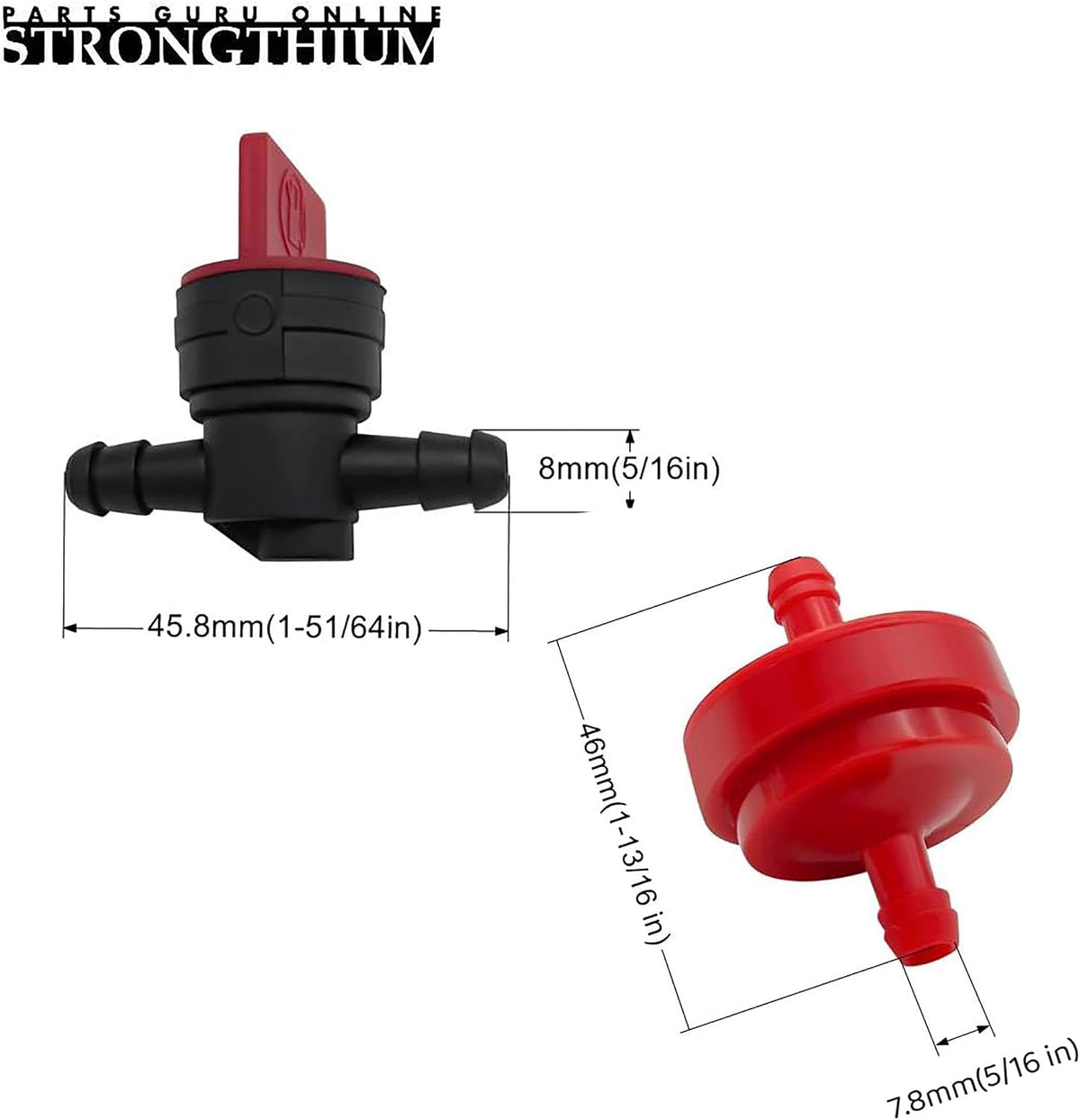 Strongthium 1/4" 6.6 FT Rubber Fuel Line Hose Kit Gas Tube Kit