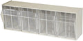 TiltView Plastic Storage Cabinet with 4 Tilt Out Bins, Horizontal Plastic Parts Organizer, Teacher Toolbox, and