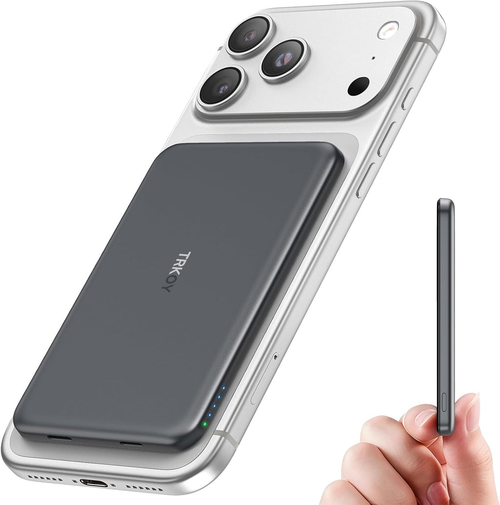 for Magsafe Portable Charger,5000mAh Slim Wireless Magnetic Power Bank with USB C Charging,Travel Essential for