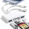 5-in-1 Memory Card Reader, USB OTG Adapter & SD Card Reader for iPhone iPad Mac USB C and USB A Devices with 5 Slots