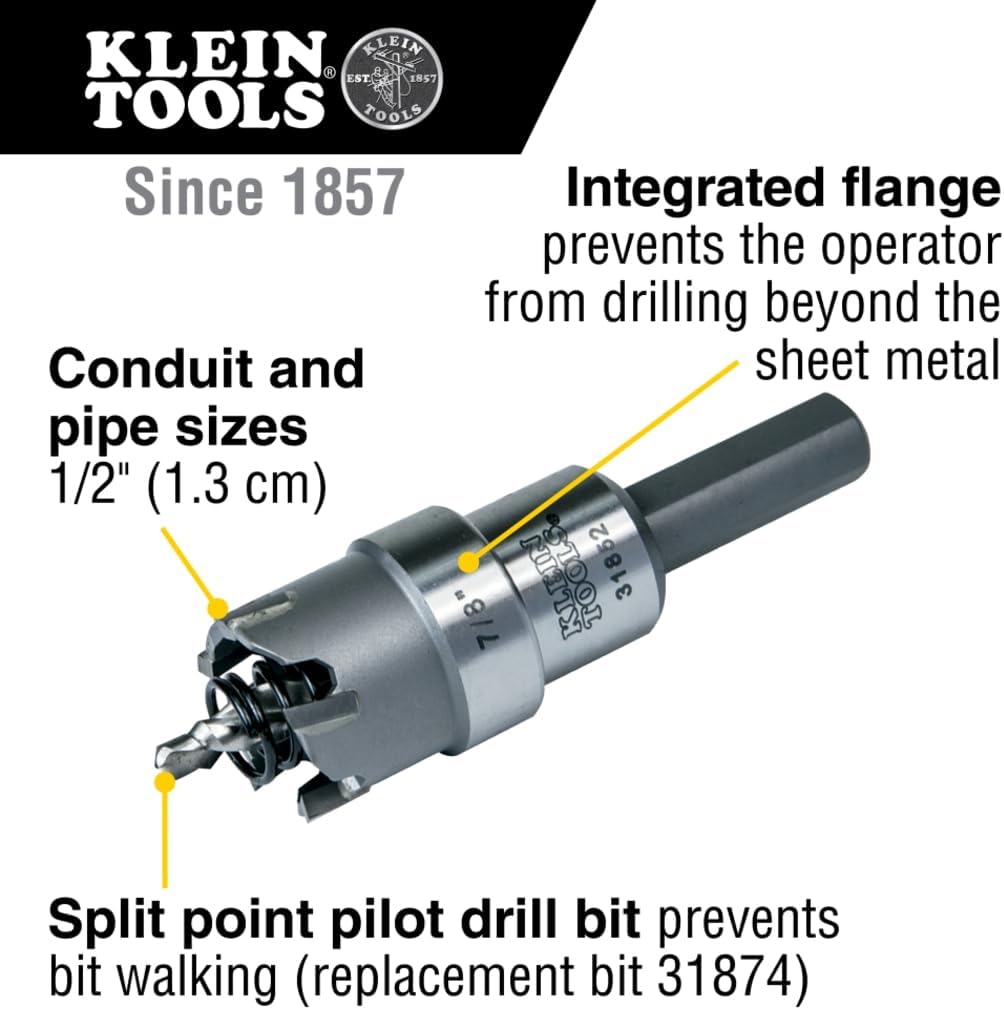 Klein Tools 31852 Heavy-Duty Hole Cutter, 7/8-Inch