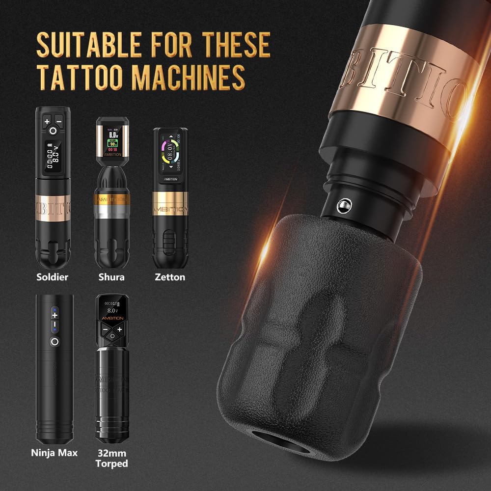 Soldier P2 Disposable Tattoo Grips - 12Pcs 38mm Professional Tattoo Rubber Grip Cover with Click Adjust System Supply