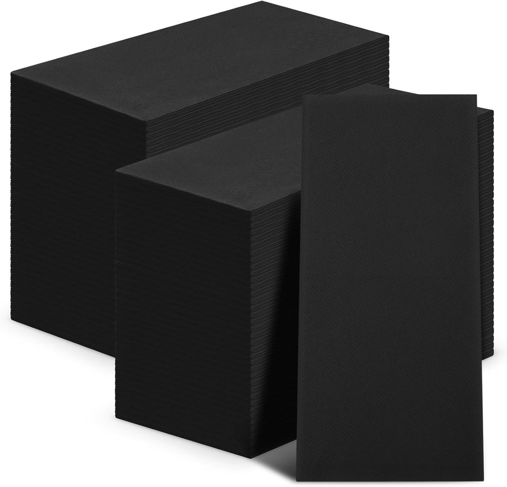 100 Pcs Linen Disposable Dinner Napkins Paper, Black