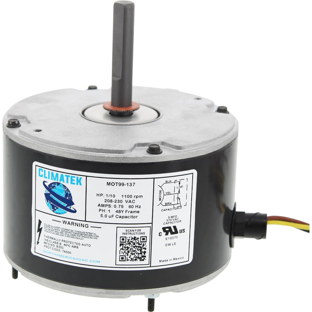 ClimaTek Condenser Fan Motor Directly Replaces 1178652 1186357 1172707