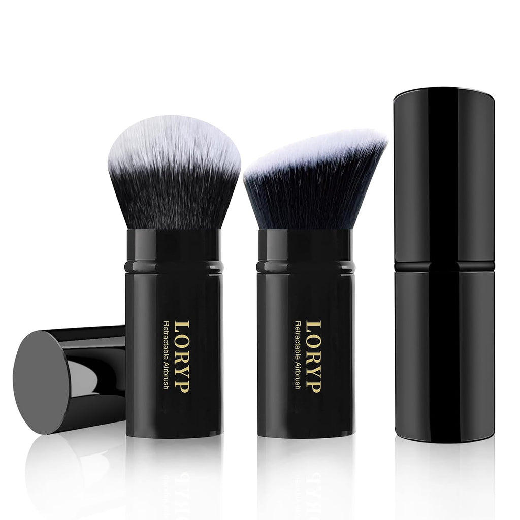 Retractable Kabuki Foundation Brush 2 Pack Travel Makeup Brush Set