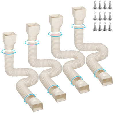 4 Pack Gutter Downspout Extensions for Rainwater Drainage, 4” Diameter Thickened Flexible Downspout Extender
