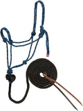 Weaver Leather Diamond Braid Rope Halter and Lead, Black/Hurricane Blue