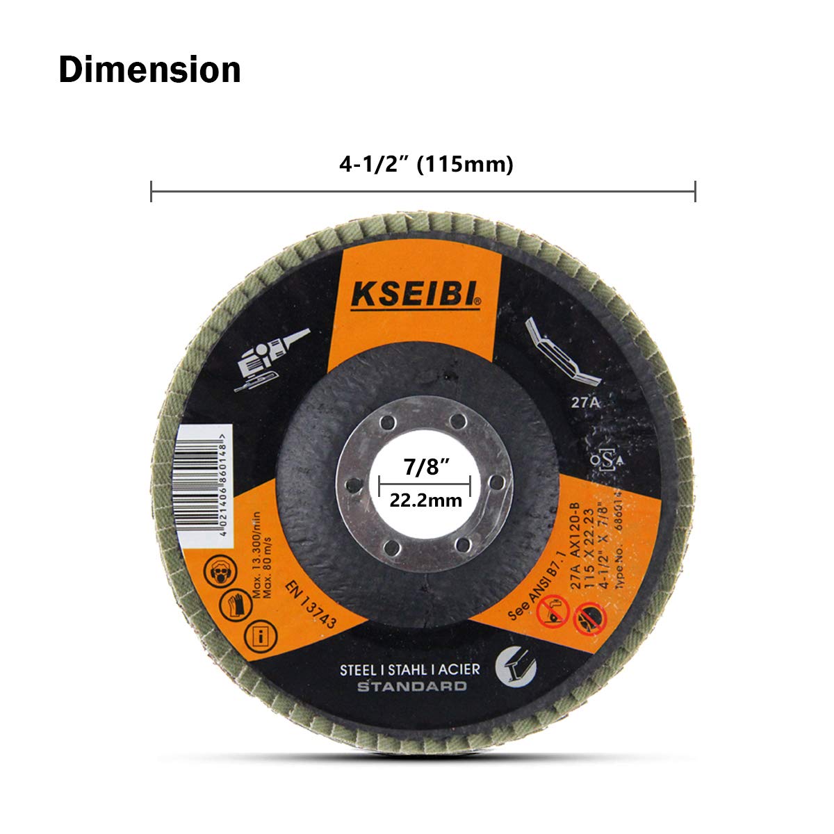 KSEIBI 4 1/2 Inch Flap Disc Aluminum Oxide 10 Pack Auto Body Sanding Grinding Wheel (240 Grit) 686013