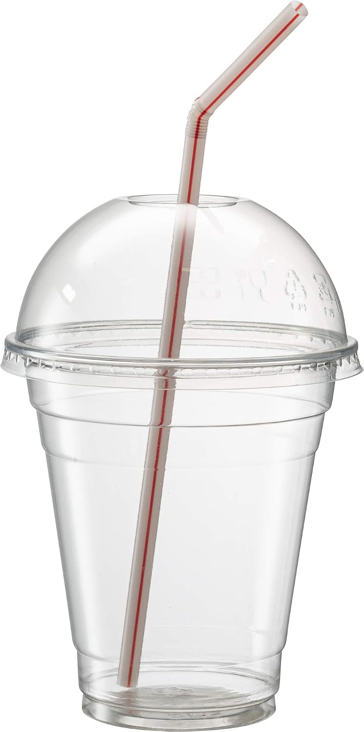 [500 Pack] Striped Flexible Plastic Drinking Straws Disposable Straw 8'' inches Tall Assorted Colors