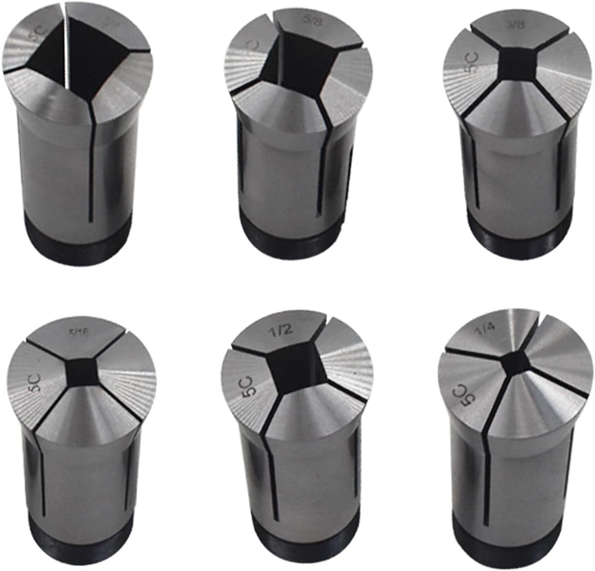 6-Pack Precision 5C Square Collet Set 1/4-3/4in Mill Chuck Holder