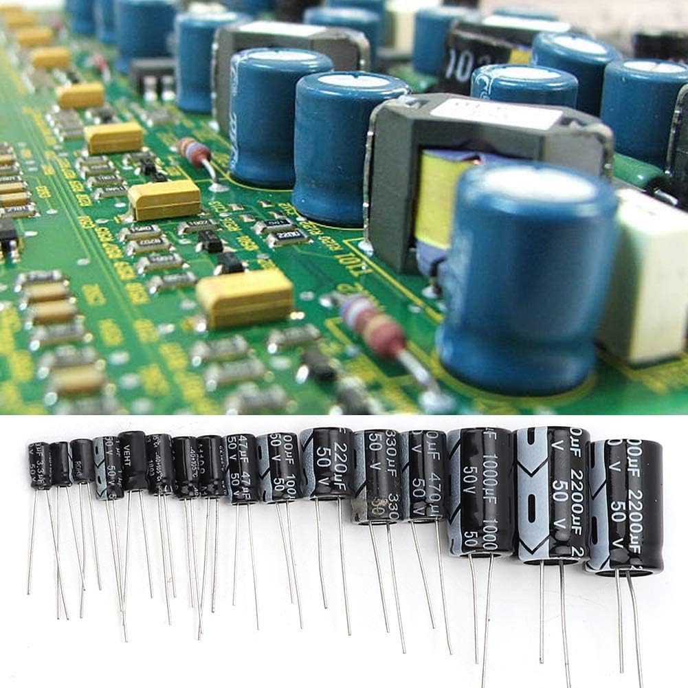 150PCS Electrolytic Capacitor Assortment Kit for Electronic Applications 50V 1uF - 2200uF