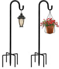 Shepherd Hooks 2 Pack - 48 Inches High 1/2 Inch Thick Adjustable Rust Resistant Shepards Hooks for Outdoor Solar