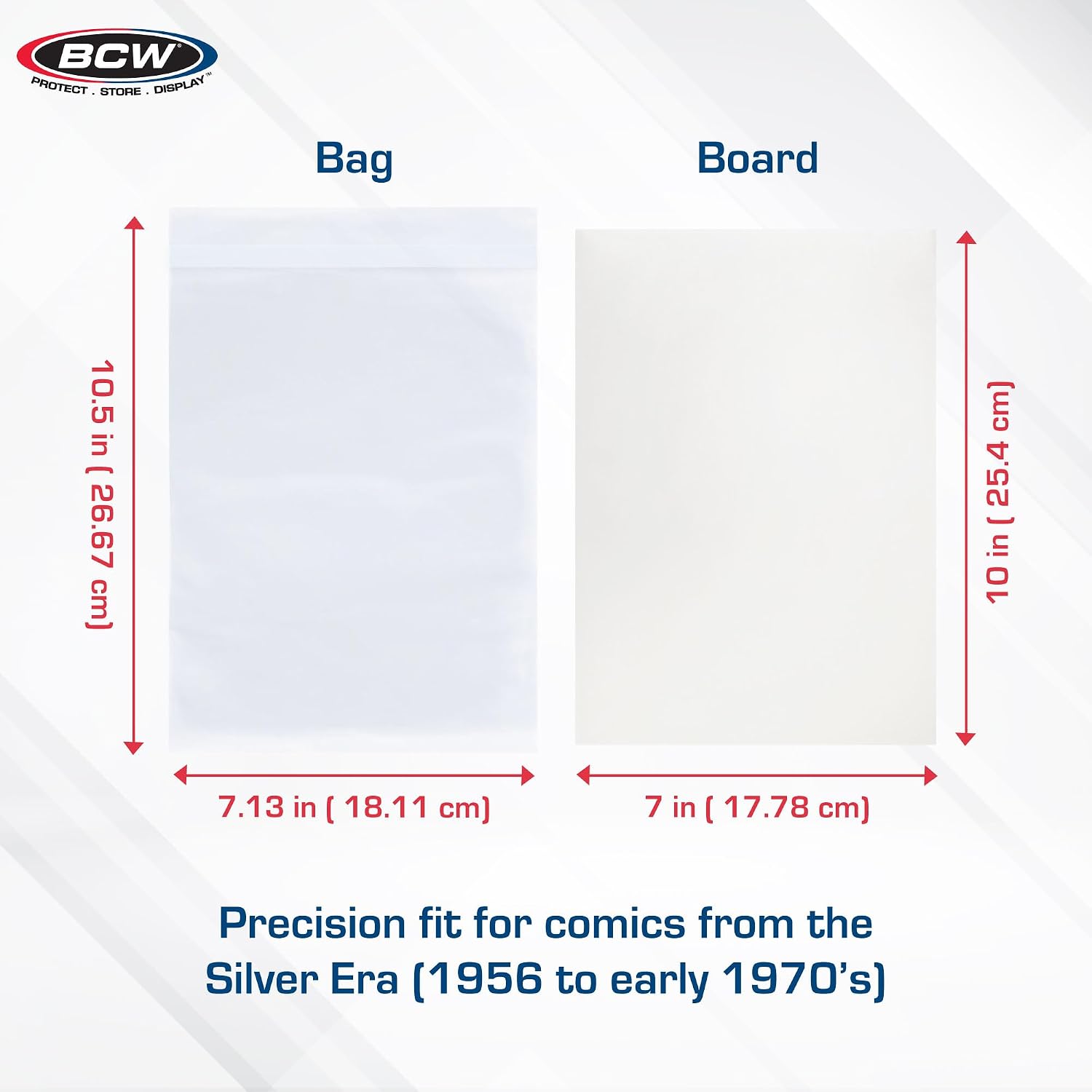 Silver Age Resealable Comic Bags and Boards Combo (100 Ct) | 100 Backing Boards + 100 Resealable Comic Bags |