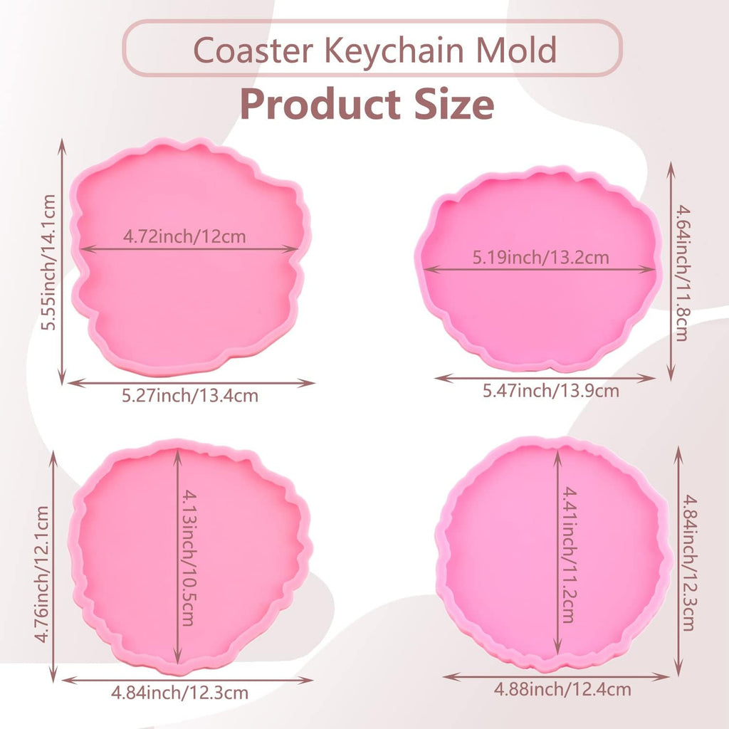 Silicone Coaster Mold Resin Coaster Molds Coaster Molds Set of 4 | Resin Casting Irregular Wave Shape Silicone Mold