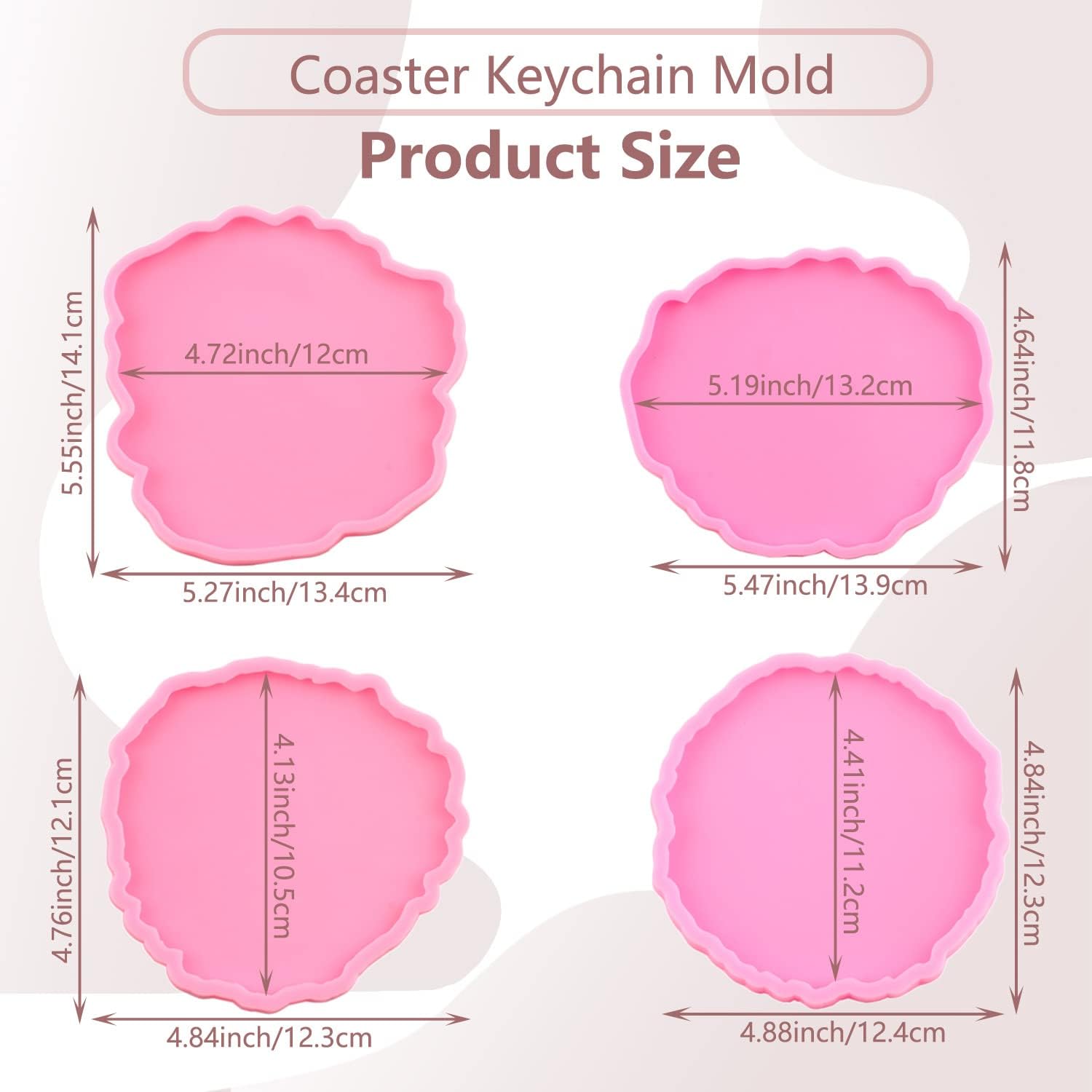 Silicone Coaster Mold Resin Coaster Molds Coaster Molds Set of 4 | Resin Casting Irregular Wave Shape Silicone Mold