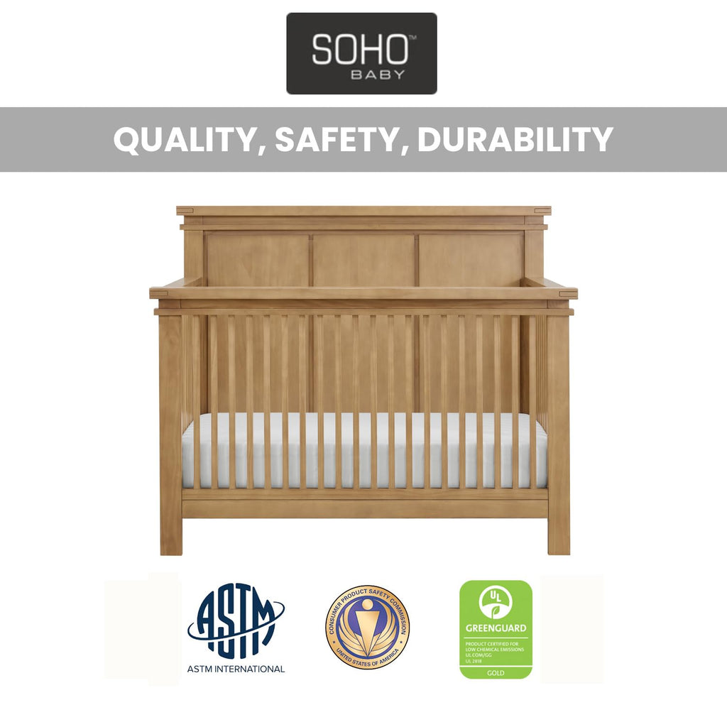 Mystic 4 in1 Crib Convertible, Honey Wood