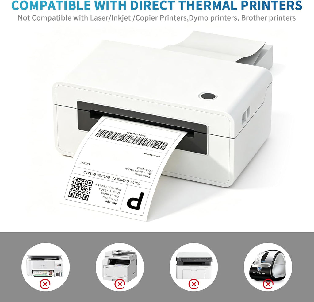 Fanfold 4 x 6 Direct Thermal Labels White Perforated Shipping Labels, 500pcs per Stack,1 Stack