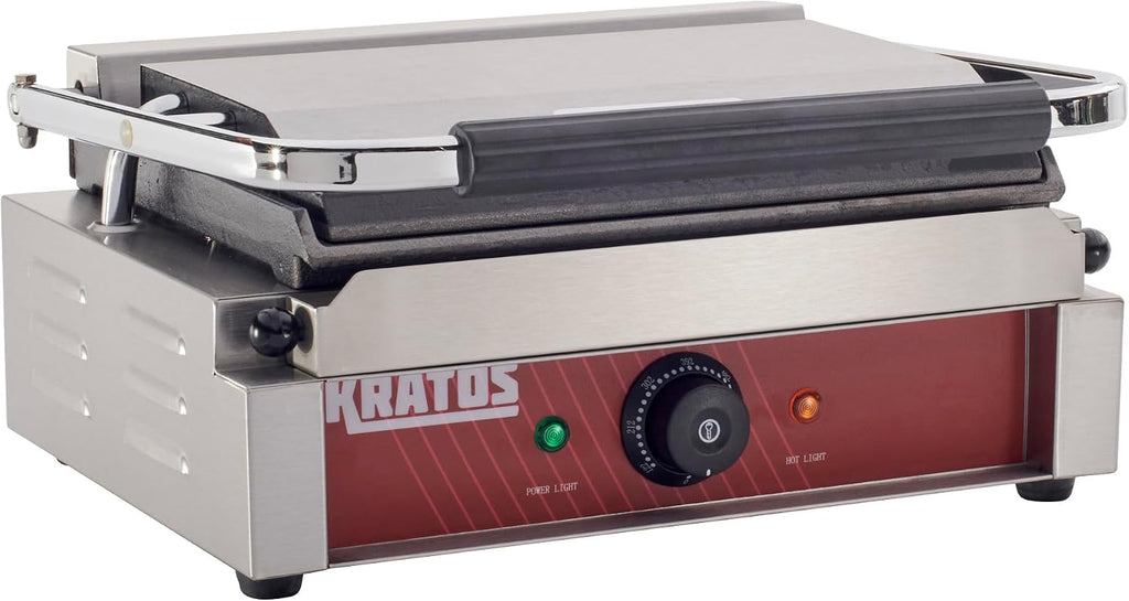 Commercial Electric Panini Sandwich Grill with Smooth Plates