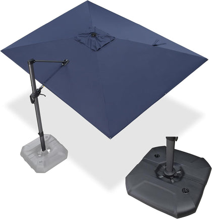 9' X 11.5' Cantilever Outdoor Rectangle Umbrella Patio Umbrella with Base Offset Umbrella with 360-degree Rotation