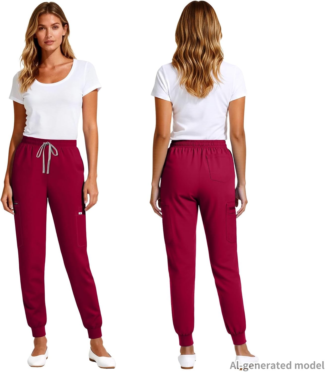 Women's Jogger Scrub Pants – 7 Pockets, Mid-Rise, Soft Stretch