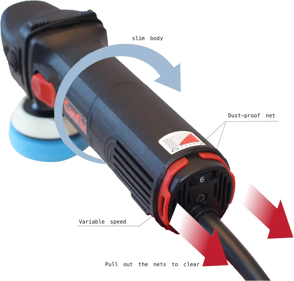 Mini Rotary Car Polisher Machine Buffing with Pads and M14 Extension Shafts
