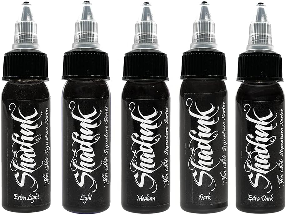 Tattoo Ink Set Professional Tattooing Inks for Color Portrait, Black & Gray Style (Yan Solo Grey Wash Set)