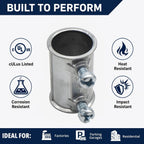 1" UL Listed EMT Screw Coupling, Zinc Plated Steel, 10 Pack