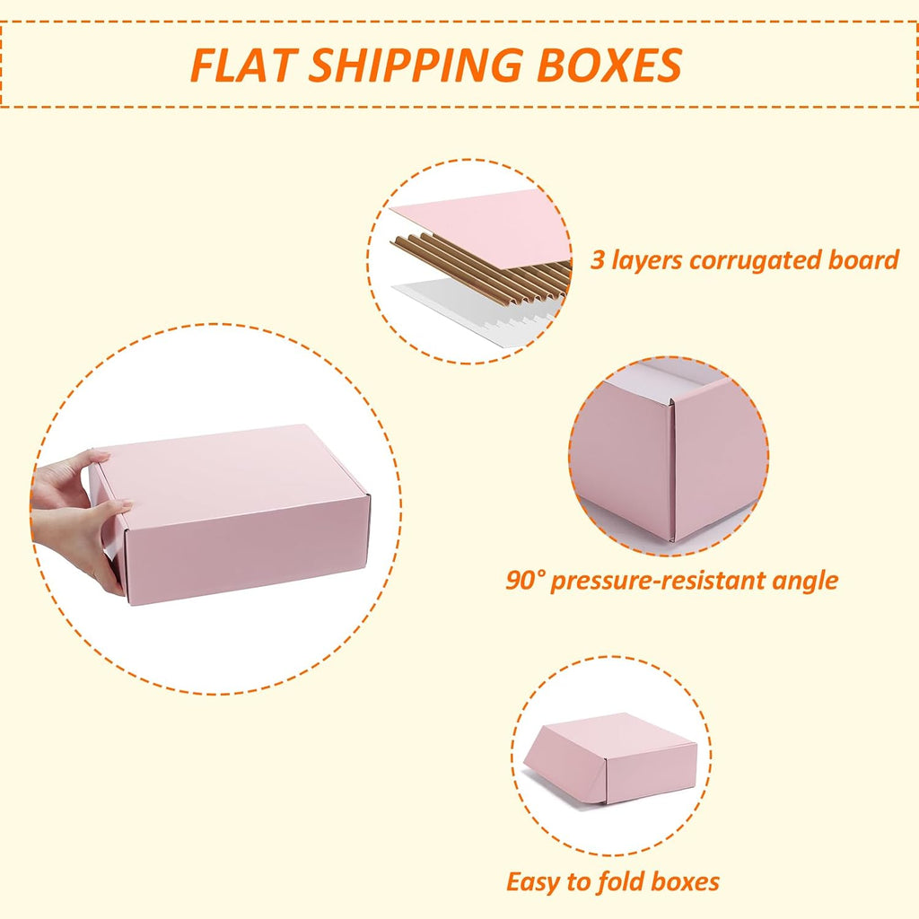 12x9x4 inches Shipping Boxes Set of 20, Pink Medium Corrugated Cardboard Gift Mailer Box