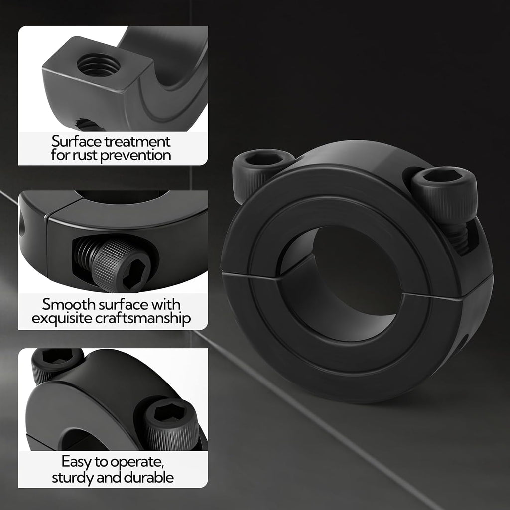 6 Pcs 1" Split Collar, Split Collar Clamp, Clamp-on Shaft Collars, Shaft Fixing Ring with Screws and Wrench