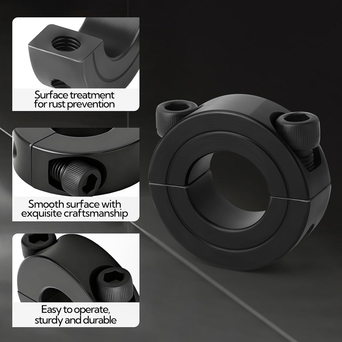 6 Pcs 1" Split Collar, Split Collar Clamp, Clamp-on Shaft Collars, Shaft Fixing Ring with Screws and Wrench