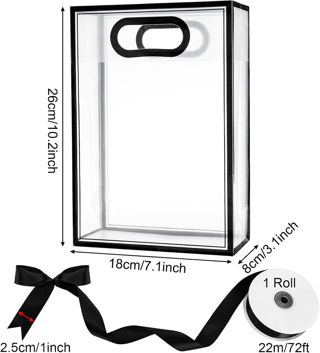 Clear Plastic Gift Bags with Handles, 7.1x3.1x10.2 Inch, 30 Pack