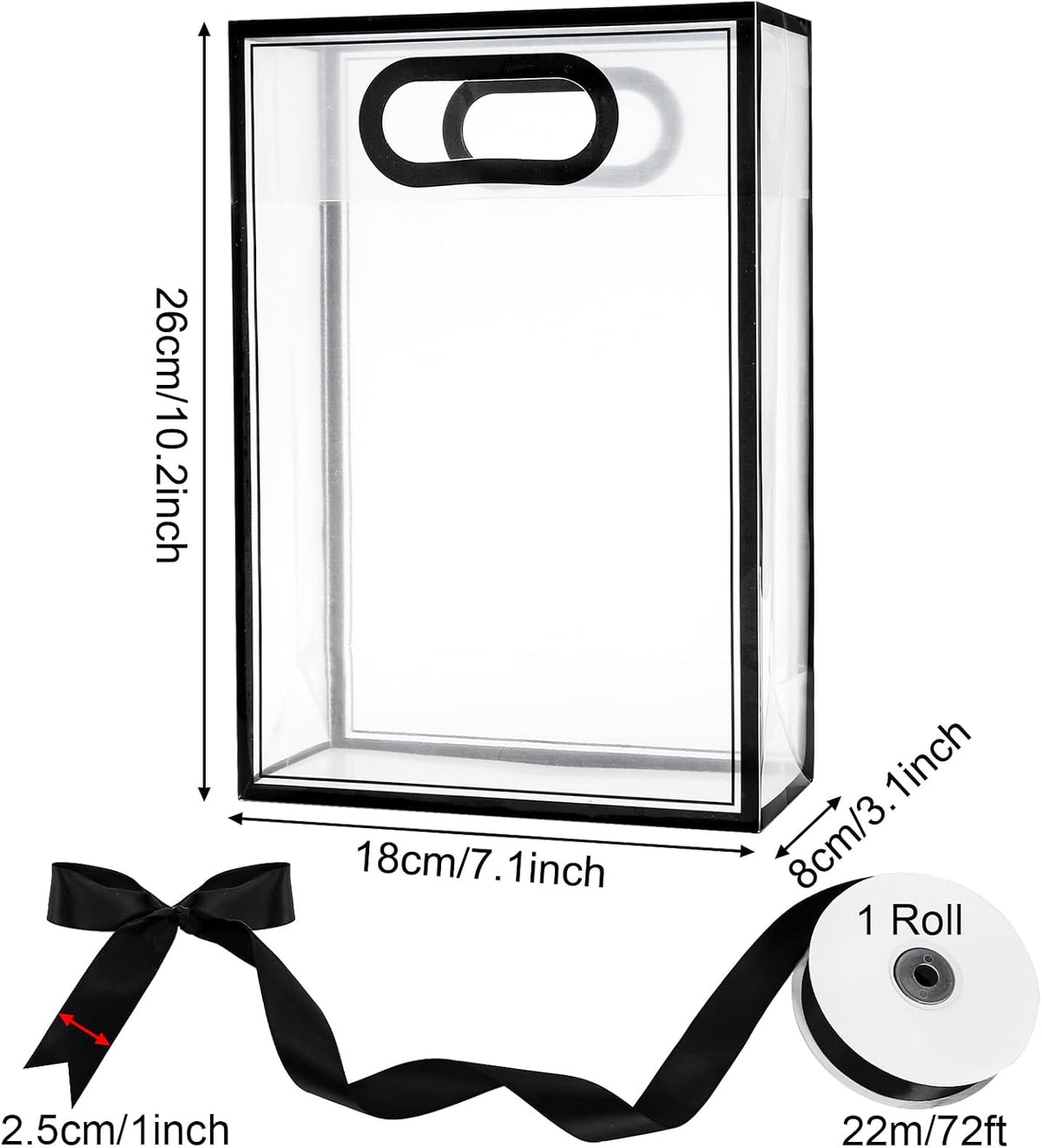 Clear Plastic Gift Bags with Handles, 7.1x3.1x10.2 Inch, 30 Pack