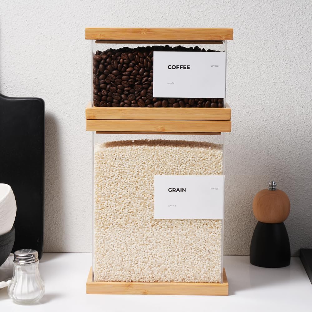Bamboo Food Dispenser | Kitchen Organizers and Storage | Airtight Pantry Organizers and Storage Container | Cereal
