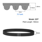 uxcell 10pcs 2GT Timing Belt Closed Loop Rubber Belts 150-2GT-6, 6mm Width x 150mm Length, 3D Printer Timing Belt
