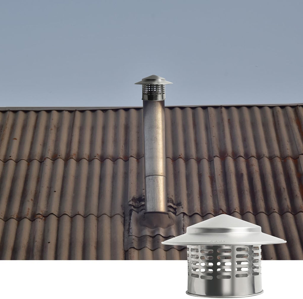 4" Round Chimney Caps, Tapered Top Chimney Cap with Screen, All Weather Chimney Caps Roof Top Round Roof Vent