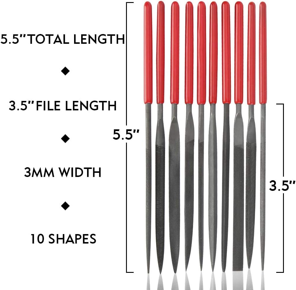 Deburring Tool Kit,10Pcs Needle File,Metal Handle Deburring Tool for Metal Resin 3D Plastic Copper Aluminum Pipes