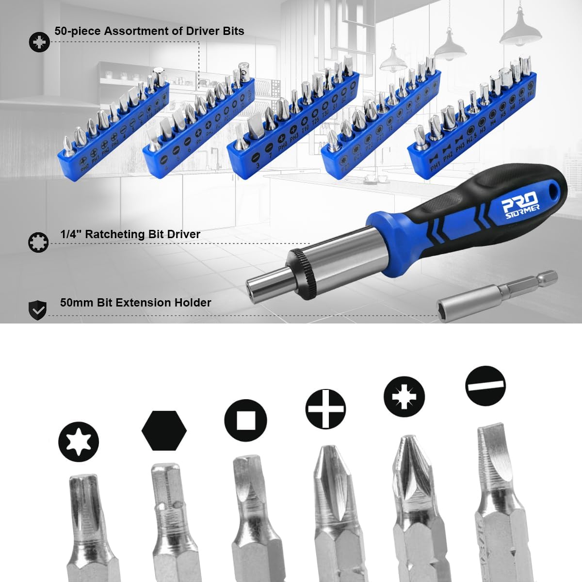 259-Piece Tool Kit, General Household Hand Tool Set with Plastic Storage Toolbox, Portable Complete Repair Tool Box